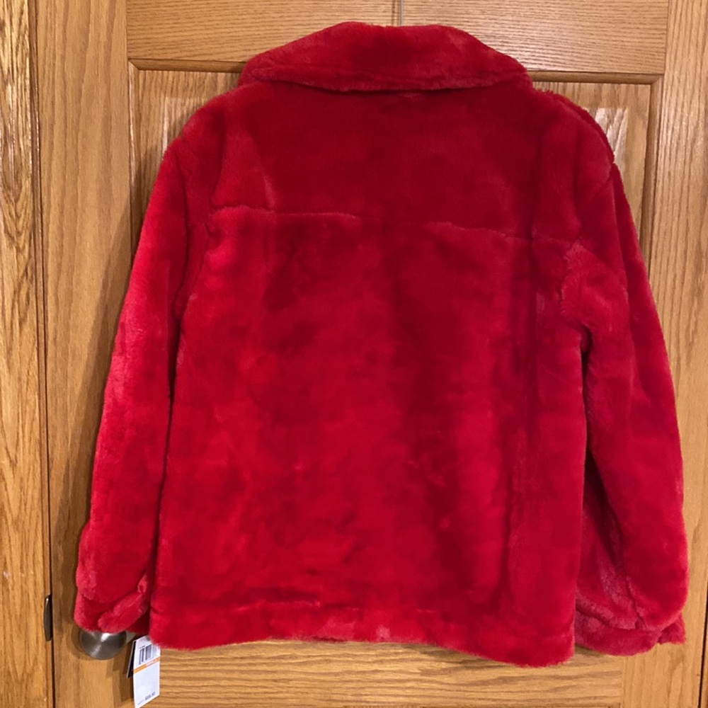 JouJou Juniors red, super soft, faux fur coat with two front functional… - Picture 8 of 11